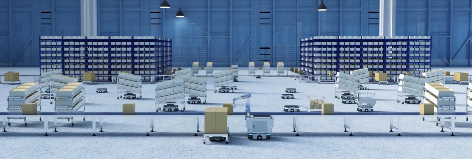 Lanxin under-ride AMR moving carts in warehouse scenario